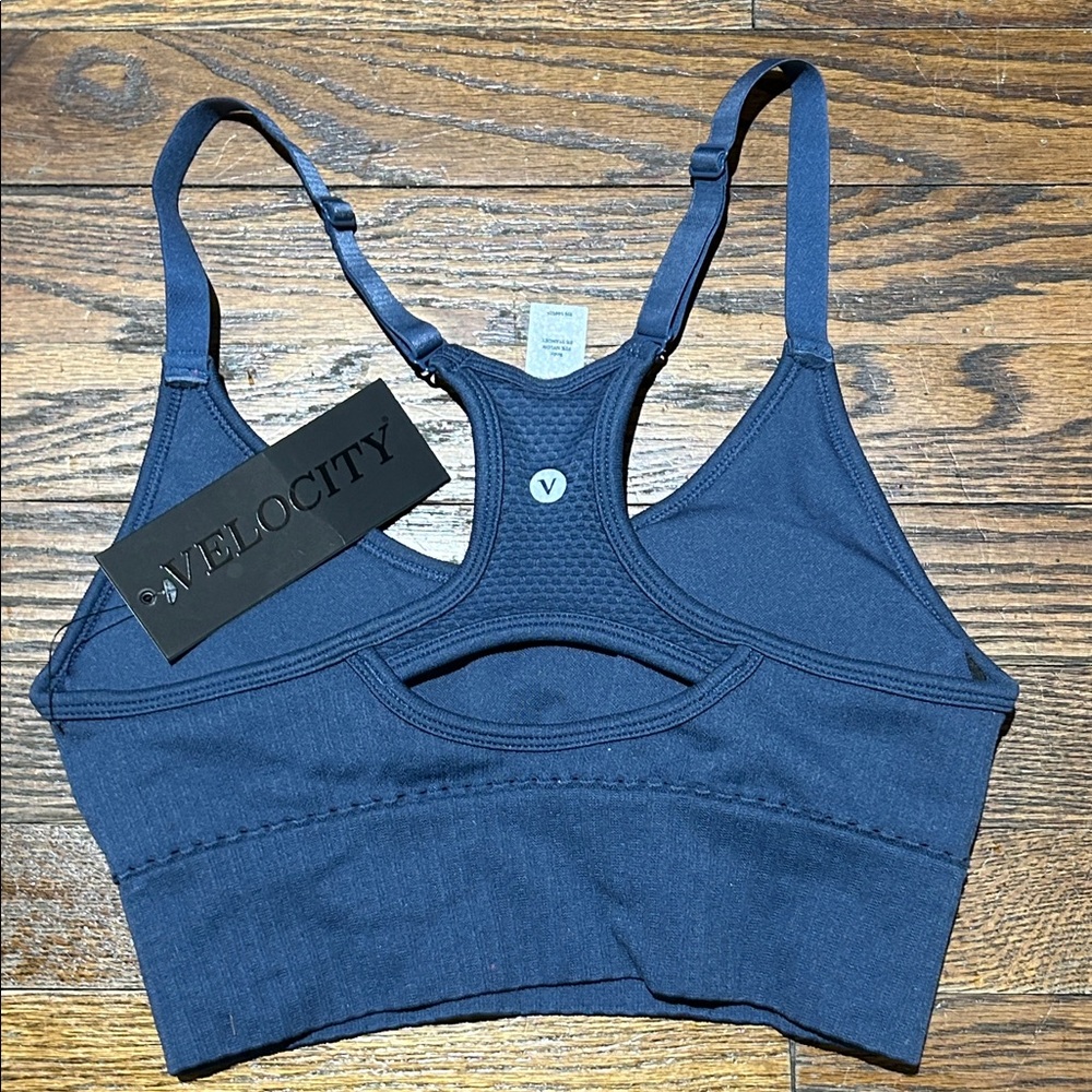 Velocity Seamless Morning Run Racerback Bra — Navy Blue - Picture 4 of 6